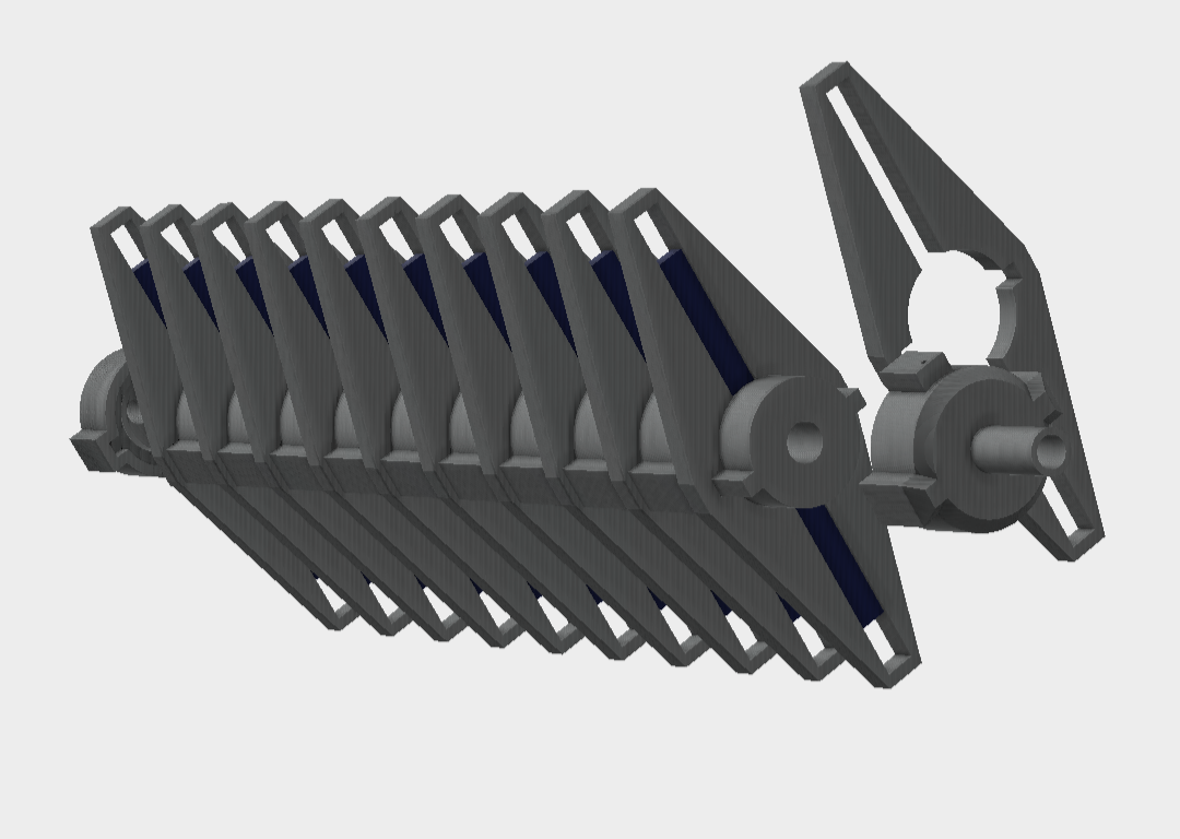 A 3D render of the undulator in CAD software